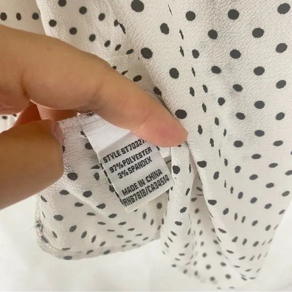 Jules & Leopold Black and White polka dot Open Cold shoulder strap top Blouse XL - Picture 9 of 9